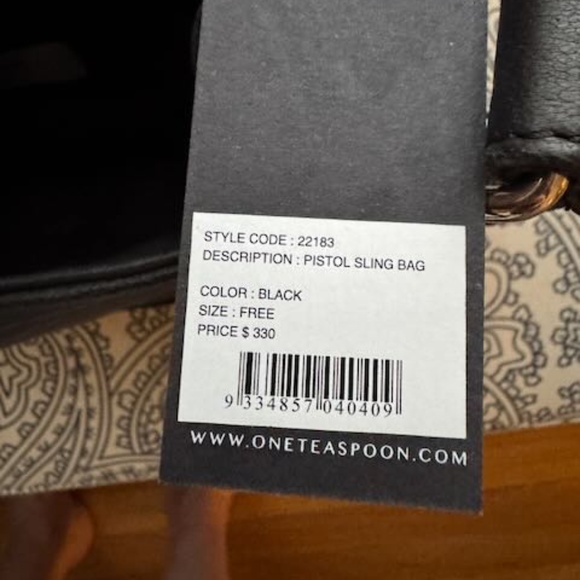 One Teaspoon black leather bag with studded cross body strap - Picture 6 of 12